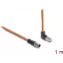 Delock M12 to RJ45 Cable X-coded 8-pin Male Straight to Male Upward Angled S/FTP Shielded Cat.6A 1 m Orange