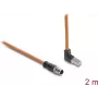 Delock M12 X-coded 8-pin Male Straight to RJ45 Male Upward Angled S/FTP Shielded Cat.6A Patch Cable 2 m Orange