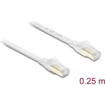 Delock RJ45 Flat Patch Cable Cat.8.1 U/FTP up to 40 Gbps 0.25 m White (81023)
