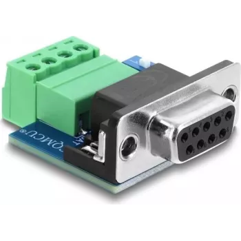 Delock D-Sub 9 Pin Female to 4 Pin Terminal Block Adapter with DIP Switch and 120 Ohm Termination Resistor for CAN / LIN (91294)
