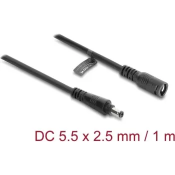 Delock DC Extension Cable 5.5 x 2.5 mm Male to Female with Bayonet Lock 18 AWG, 1 m Black (67392)
