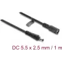 Delock DC Extension Cable 5.5 x 2.5 mm Male to Female with Bayonet Lock 18 AWG, 1 m Black (67392)