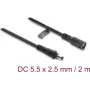 Delock DC Extension Cable 5.5 x 2.5 mm Plug to Jack with Bayonet Lock 18 AWG, 2 m Black (67393)