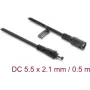 Delock DC Power Extension Cable 5.5 x 2.1 mm Plug to Jack with Bayonet Lock 18 AWG, 0.5 m Black (67388)