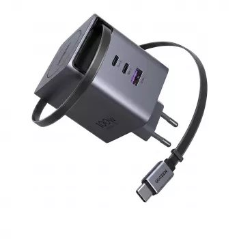 UGREEN X616 GaN Charger 100W 2x USB-C 1x USB-A 1x Retractable USB-C Cable (65828)