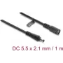 Delock DC Extension Cable 5.5 x 2.1 mm Plug to Socket with Bayonet Lock 18 AWG, 1 m Black (67389)