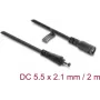 Delock DC Extension Cable 5.5 x 2.1 mm Male to Female with Bayonet Lock 18 AWG, 2 m Black (67390)