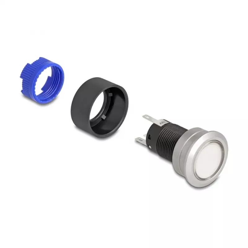 Delock Push Button Switch 22 mm Flat Plastic White LED