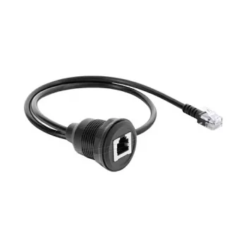 Delock RJ12 Male to RJ12 Female Panel Mount Cable 50 cm Black