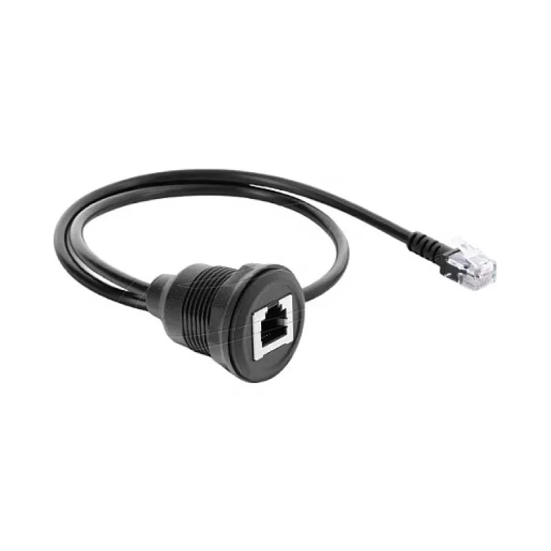 Delock RJ12 Male to RJ12 Female Panel Mount Cable 50 cm Black