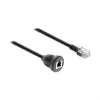 Delock RJ12 Male to RJ12 Female Panel Mount Cable 50 cm Black