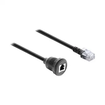 Delock RJ12 Male to RJ12 Female Panel Mount Cable 50 cm Black