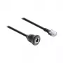 Delock RJ12 Male to RJ12 Female Panel Mount Cable 50 cm Black