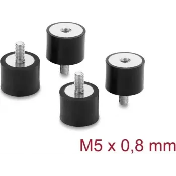 Delock Vibration Damper M5 x 0.8 mm D 20 x H 15 mm with Internal and External Thread 4 Pieces Black (60819)