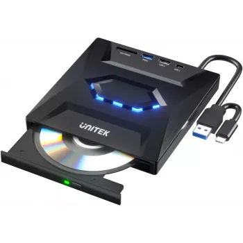 Unitek External DVD/CD Writer, USB 5Gbps Hub, SD Card Reader T1037A01