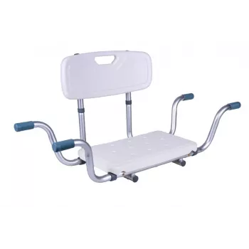 ANTAR Recessed Bath Bench with Back Rest AT51032 - Wall-Mounted Foldable Shower Seat, White & Silver, 120 kg Capacity
