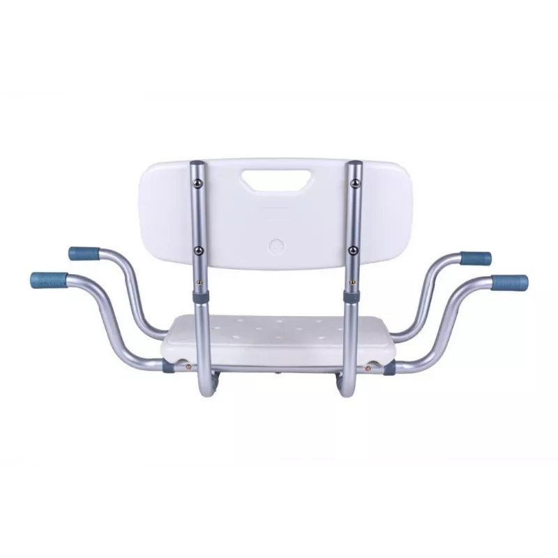 ANTAR Recessed Bath Bench with Back Rest AT51032 - Wall-Mounted Foldable Shower Seat, White & Silver, 120 kg Capacity