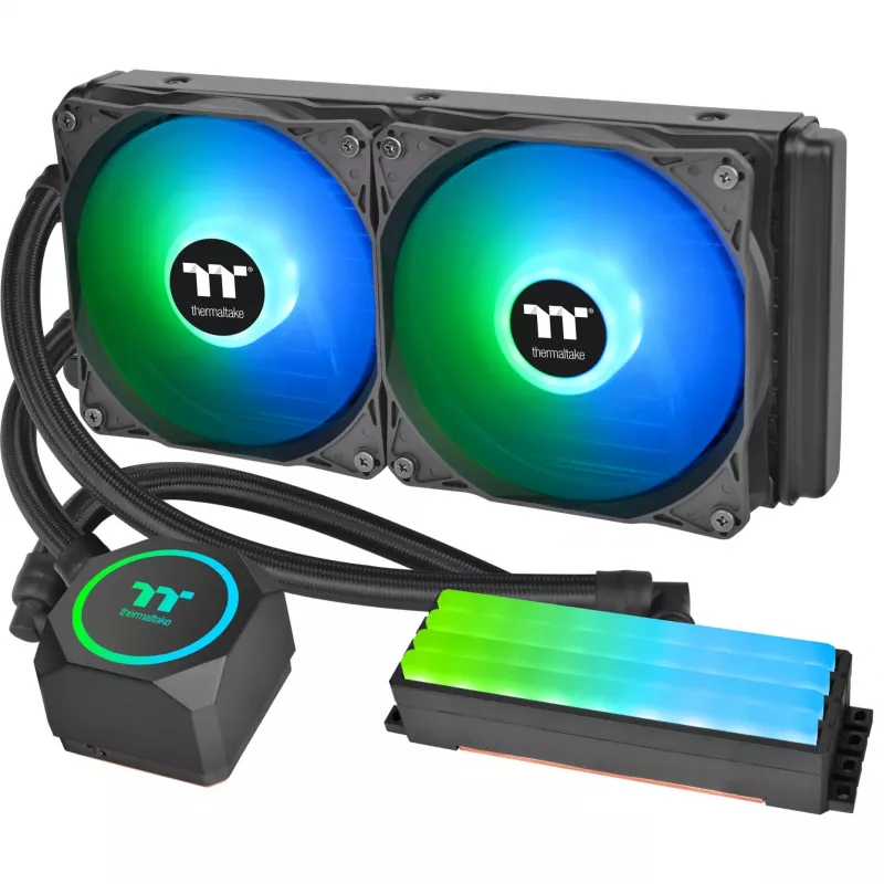 Thermaltake Floe RC 240 All-in-One Liquid CPU Cooler with Integrated RAM Water Block, 240mm Radiator, 2x 120mm ARGB PWM Fans, Intel/AMD