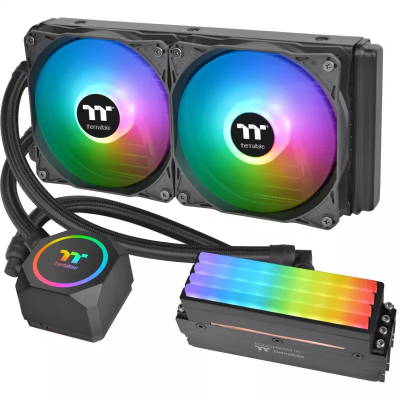 Thermaltake Floe RC 240 All-in-One Liquid CPU Cooler with Integrated RAM Water Block, 240mm Radiator, 2x 120mm ARGB PWM Fans, Intel/AMD