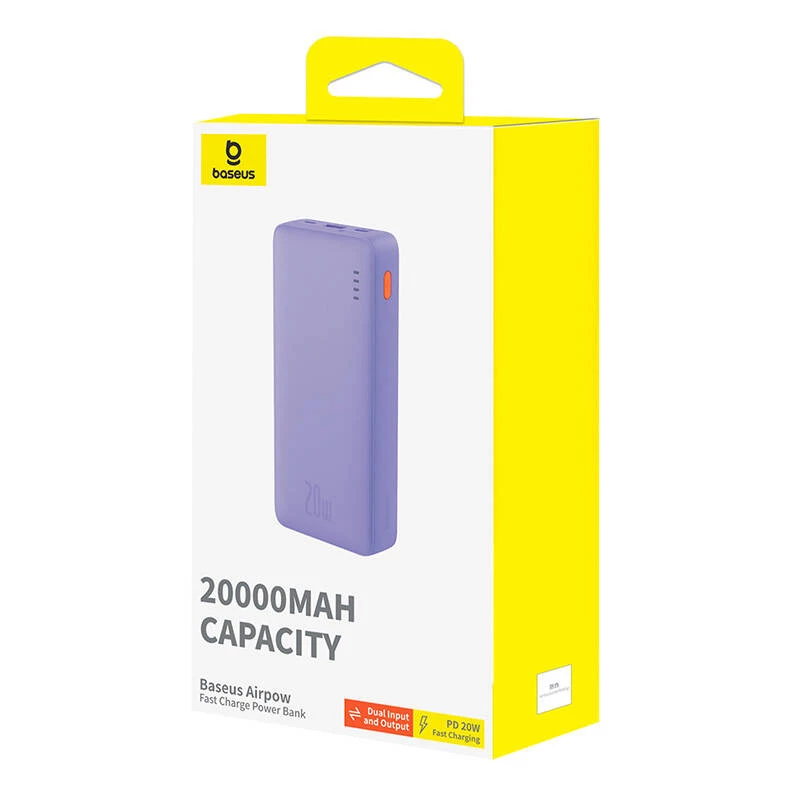Baseus Airpow - 20,000 mAh 20W Power Bank (Purple)