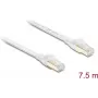 Delock RJ45 Flat Patch Cable Cat.8.1 U/FTP up to 40 Gbps 7.5 m White (81029)