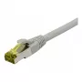 Synergy21 Patch Cable RJ45, CAT6A 500MHz, 10m, Grey, S/FTP, Slimline Round d=4.5mm, TPE/LSZH (Superflex), AWG28, with CAT7 Raw Connectors, Rotatable Connector