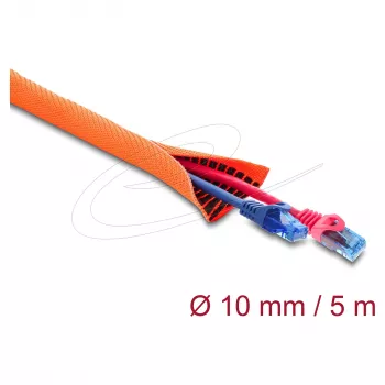 Delock Cable Protection Sleeve with Black Wear Indicator Self-Closing Double-Layered 5 m x 10 mm Orange
