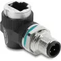 Delock M12 Adapter D-coded 4 Pin Male to RJ45 Female Panel Mount Round 90° Angled (90664)