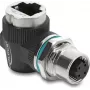 Delock M12 Adapter D-coded 4 Pin Female to RJ45 Female Panel Mount 90° Angled