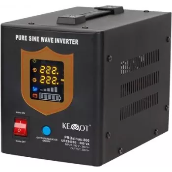 KEMOT PROsinus-800 Uninterruptible Power Supply 800VA/500W Pure Sine Wave 12V 230V Black