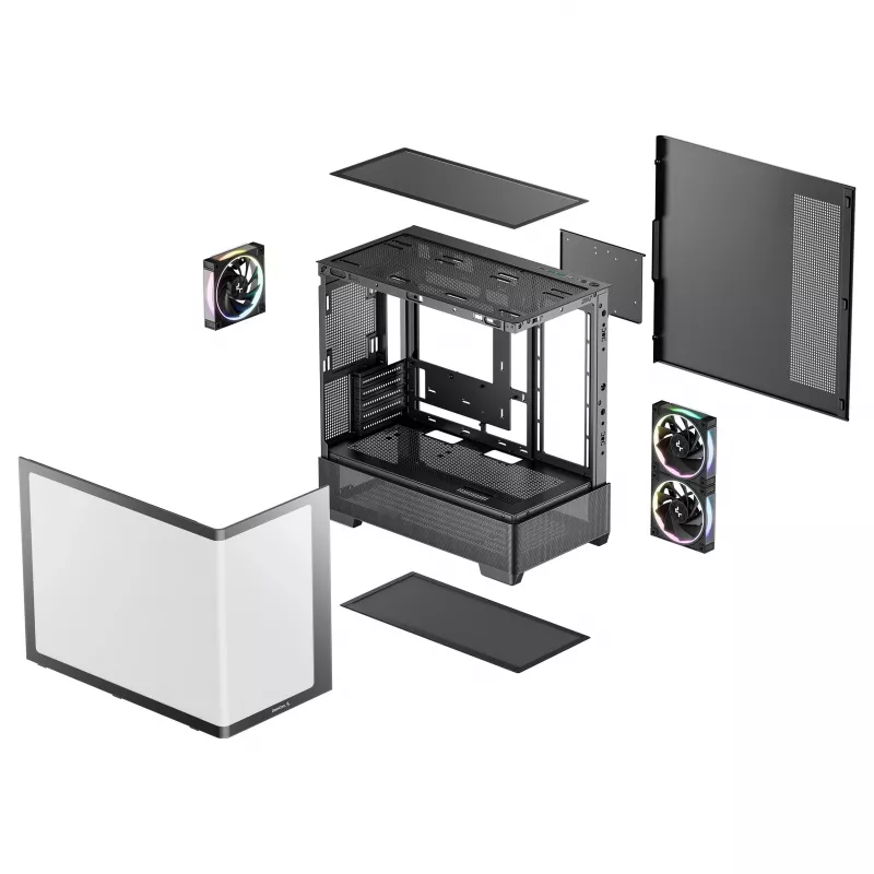 DeepCool CG380U Mid-Tower Case, Tempered Glass, 3x 120mm ARGB Fans, Black