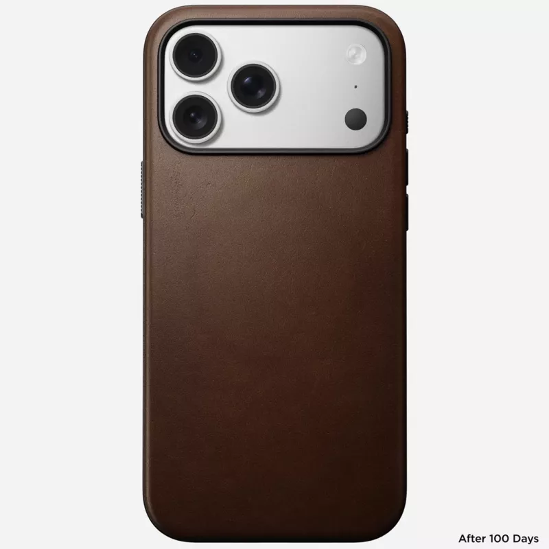NOMAD Modern Leather Case for iPhone 17 Pro Max, Horween Leather, Rustic Brown, MagSafe Compatible