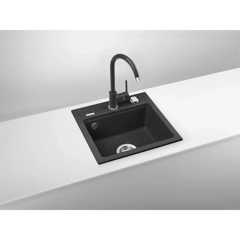 Granite Sink with Mixer Tap 1-Bowl Deante Graphite Matt Zorba