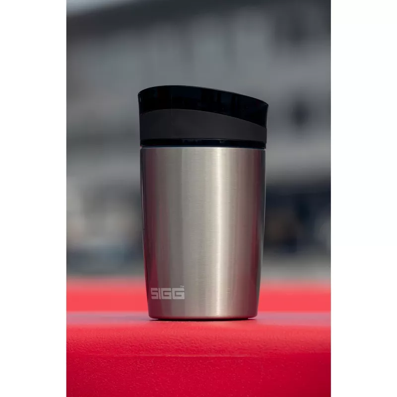 SIGG 8695.50 Hot & Cold One-Hand Push-Button Vacuum Insulated Bottle, 0.27 L, Obsidian Black, Stainless Steel
