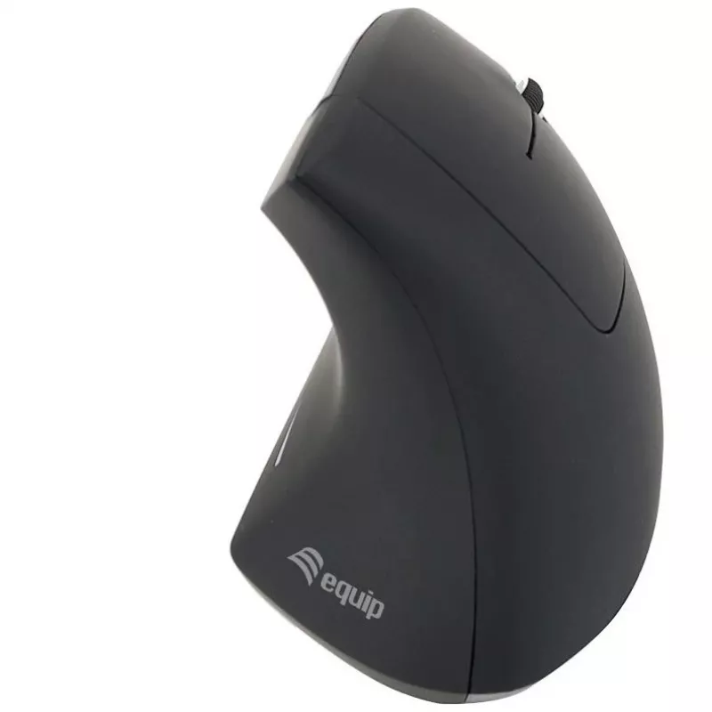Equip 245110 Vertical Ergonomic Wireless Mouse - Right-Handed - 2.4 GHz - USB Receiver - Black