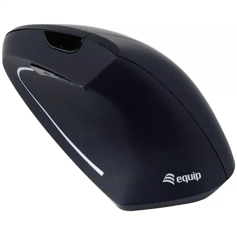 Equip 245110 Vertical Ergonomic Wireless Mouse - Right-Handed - 2.4 GHz - USB Receiver - Black