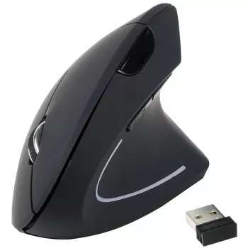 Equip 245110 Vertical Ergonomic Wireless Mouse - Right-Handed - 2.4 GHz - USB Receiver - Black