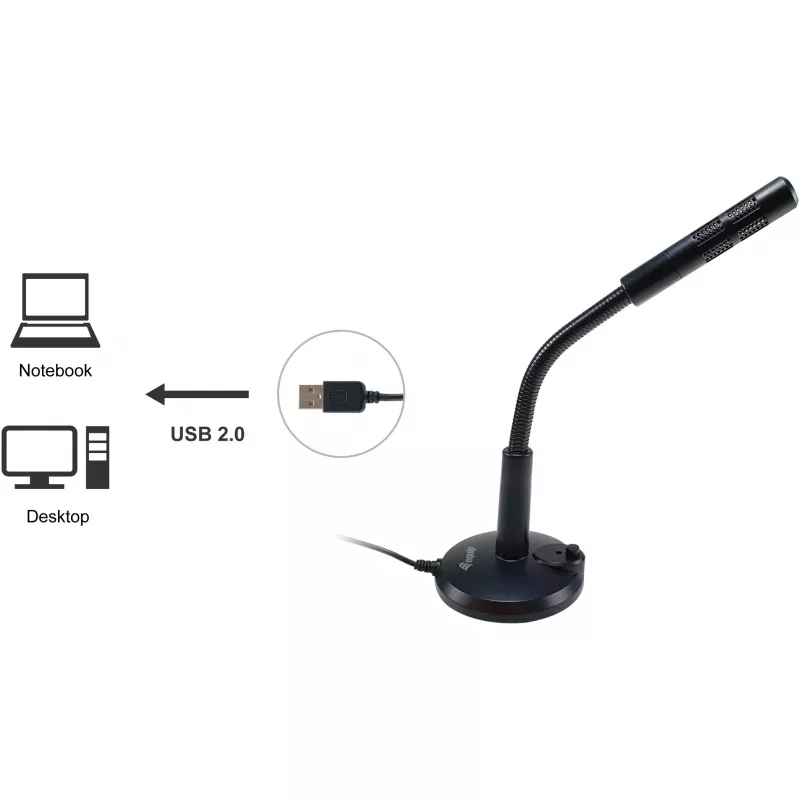 Equip Desktop Microphone with Adjustable Angle, USB Connection, Black
