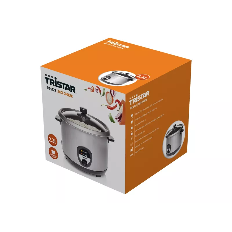 Tristar RK-6129 Rice Cooker 2.2 L Stainless Steel 900 W