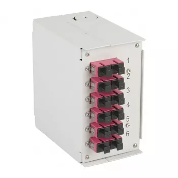 EFB-ELEKTRONIK DIN Rail OM4 Splice Box, 12x SC Pigtail, 6x SC-Duplex Coupler, Light Grey (BHS70203.12OM4)