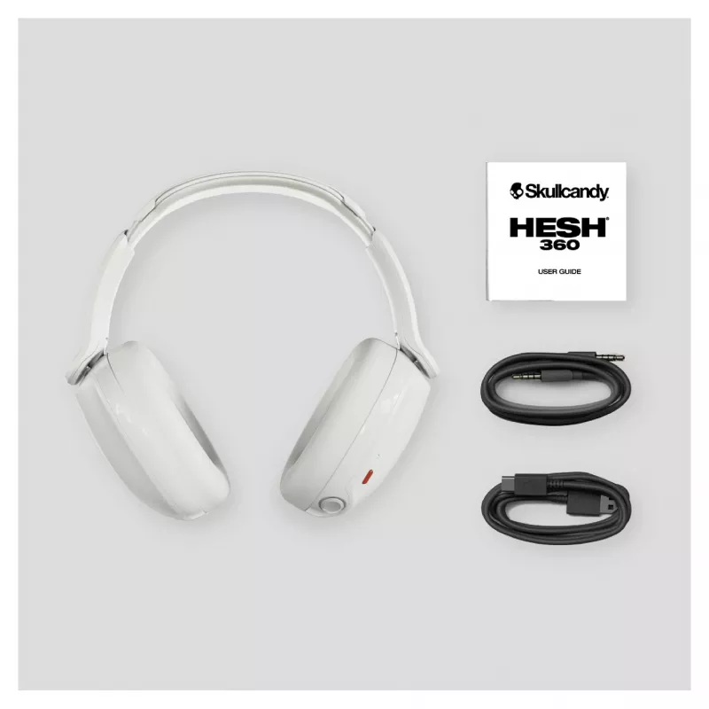 Skullcandy Hesh 360 Wireless Over-Ear Headphones, Bluetooth 5.0, Active Noise Cancellation, White