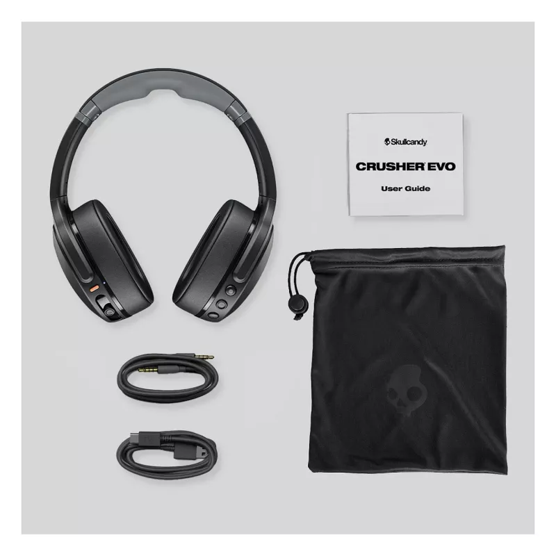 Skullcandy Crusher Evo Wireless Over-Ear Headphones with Sensory Bass, Bluetooth 5.0, 40-Hour Battery, White