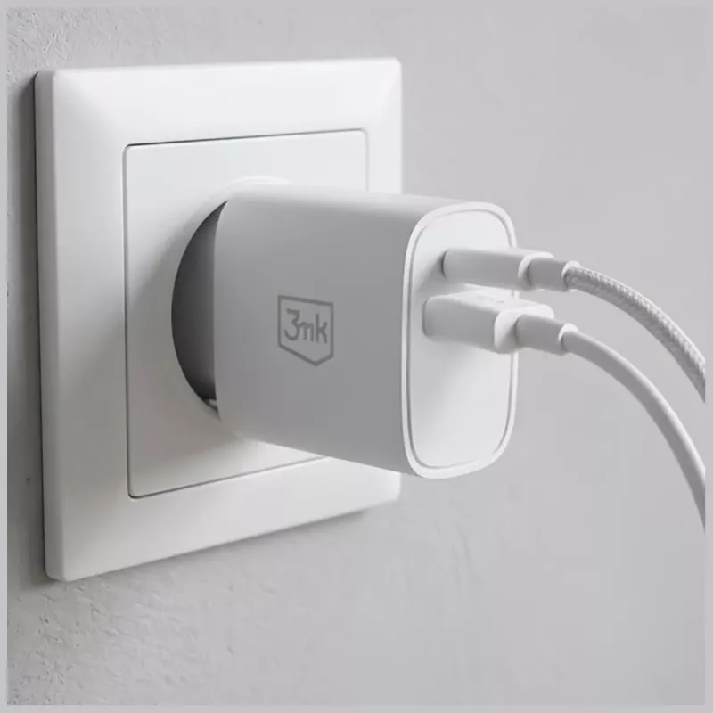 3MK FlowPower 30W USB-A USB-C PD 3.0 QC 4+ Wall Charger White
