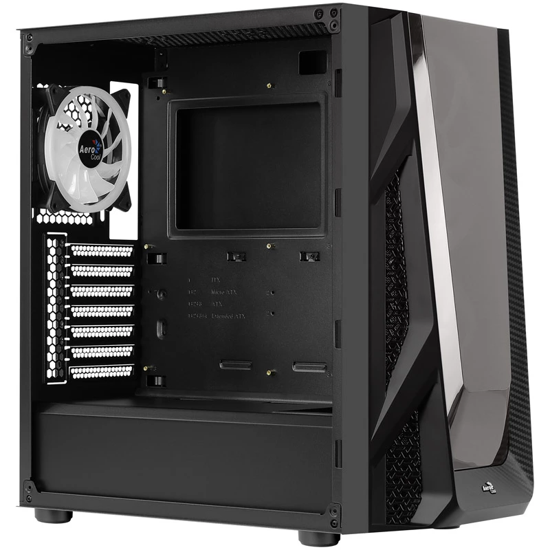 Aerocool NightHawk Duo Midi-Tower, Tempered Glass - Black
