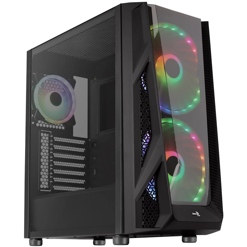 Aerocool NightHawk Duo Midi-Tower, Tempered Glass - Black