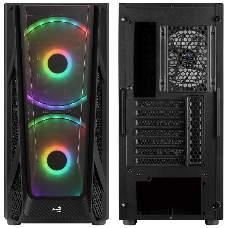 Aerocool NightHawk Duo Midi-Tower, Tempered Glass - Black