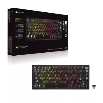 CORSAIR K65 PLUS Wireless 75% Mechanical Keyboard, Hot-Swappable, MLX Red Tactile Switches, Per-Key RGB, QWERTY English, Black