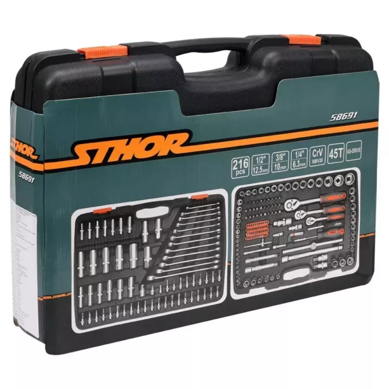 216-Piece Spanner Set 1/2 inch, 3/8 inch, 1/4 inch T58691 STHOR