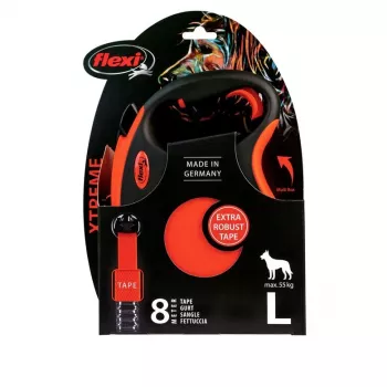 FLEXI XTREME L Retractable Dog Leash Tape 8m - up to 55kg Orange