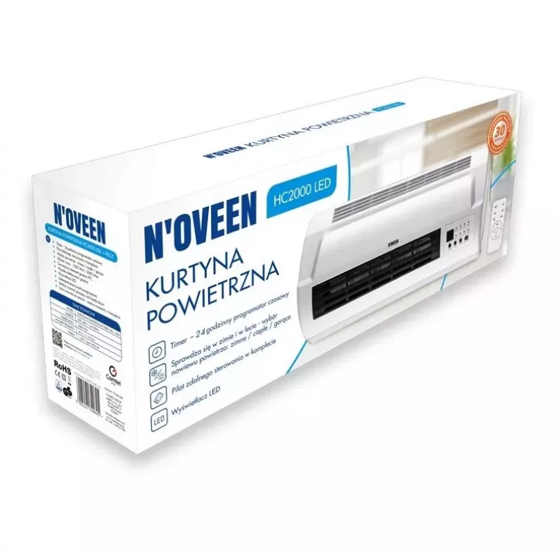 N'OVEEN HC2000 LED Air Curtain Heater 2000W White